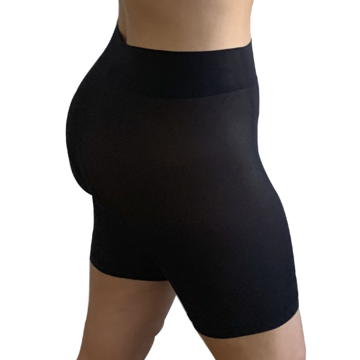 Black colored Midnight Wish Skanties Showing from the back with no muffin top and a nice wide thick soft waistband showing the smooth lines and light fabric