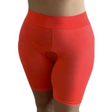 Front View Essential Bright Orange with Tangerine Dream Skanties in XS to XXL, offering a fun and rebellious integration with any outfit for daily comfort. No Muffin Tops, No chafe and No panty lines. Soft and smooth comfort and confidence all day - look like a thin pair of bike shorts merged with cotton underwear